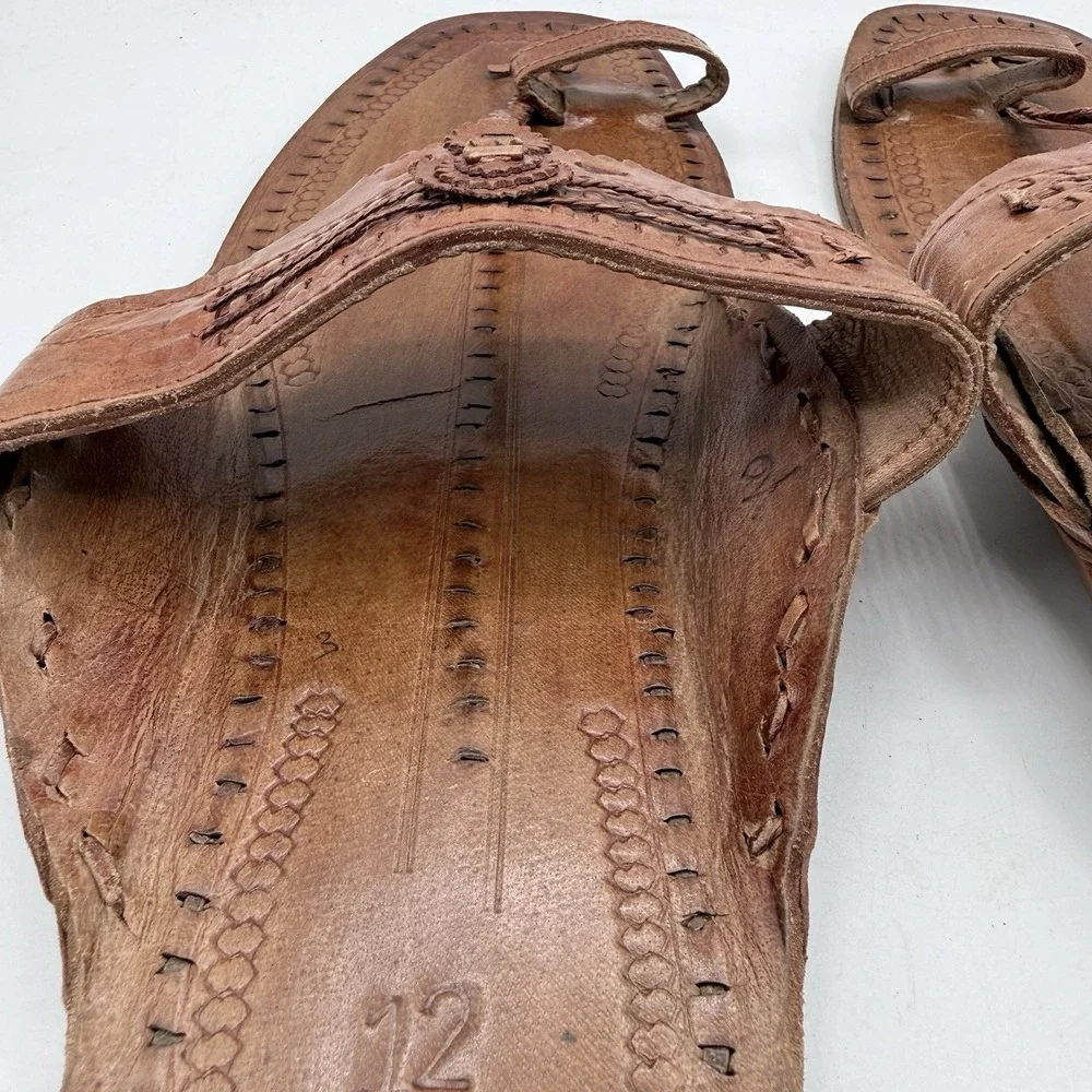 Kolhapuri Buffalo Jesus India Leather Sandals Men's‎ Size 12
